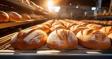 Broden op de productielijn van de bakkerij
