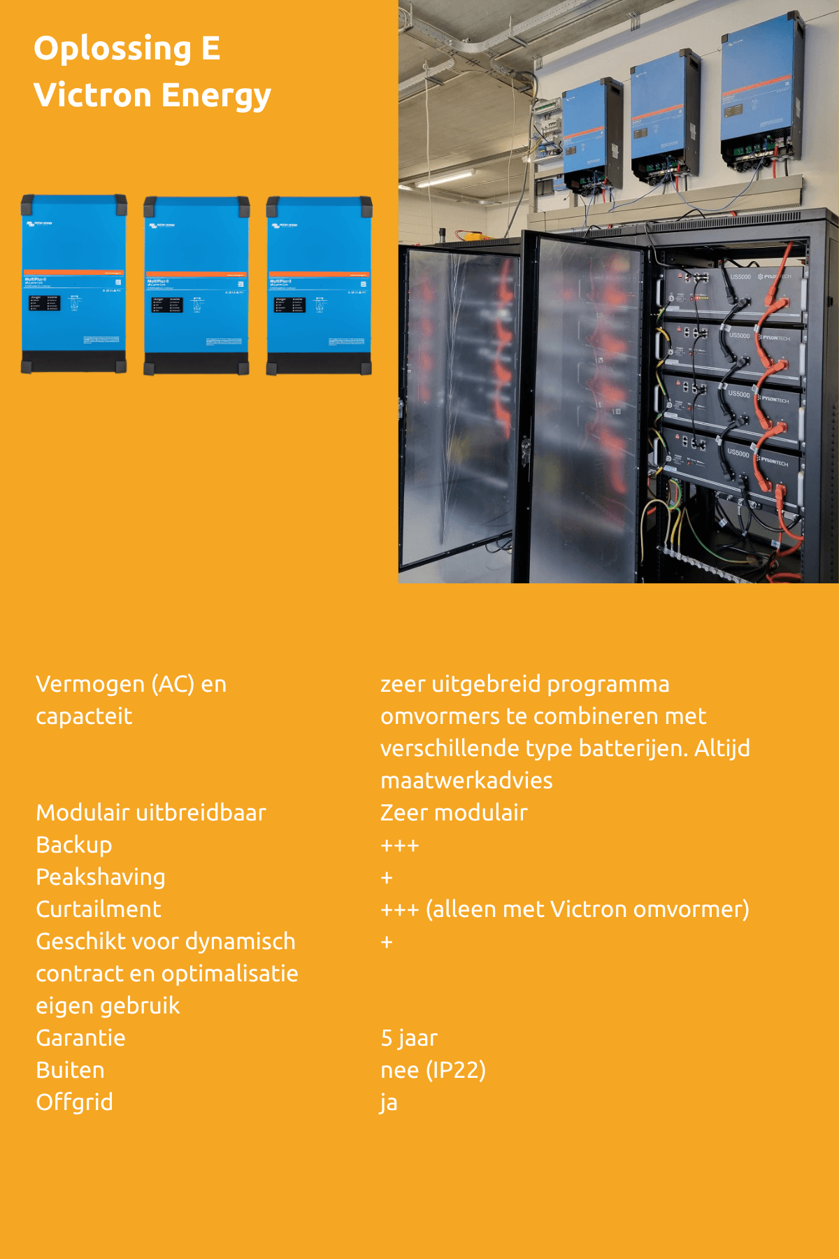 Kenmerken oplossing E Victron Energy